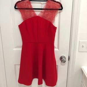 Red The Kooples Dress with Lace Detail